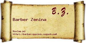 Barber Zenina névjegykártya